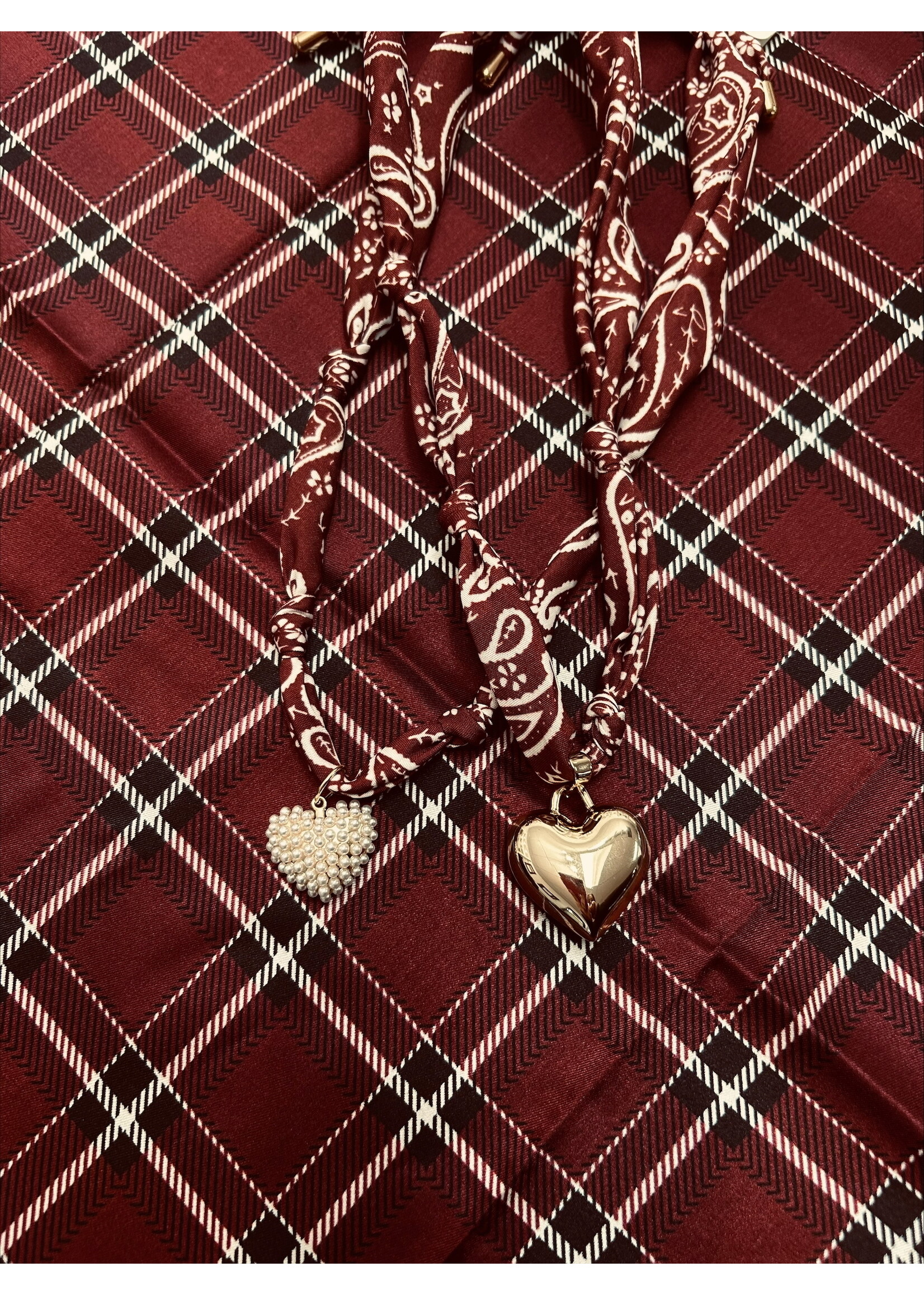 Fan Glam Schreiner Bandana Necklace with Heart Charm