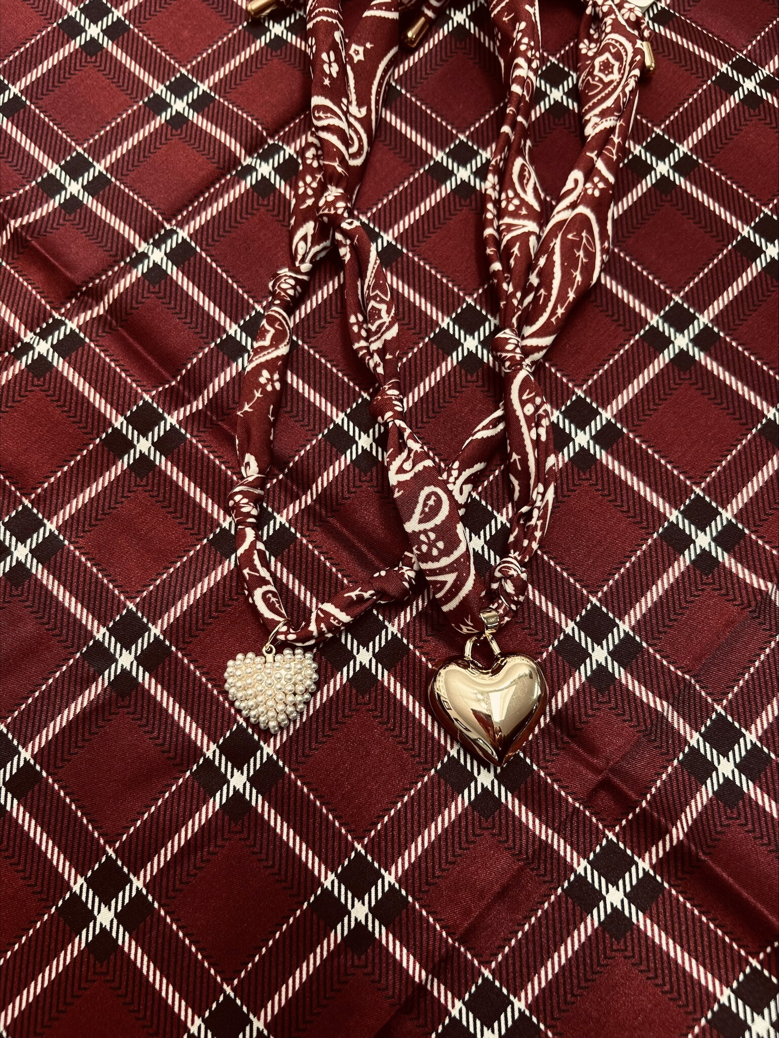 Fan Glam Schreiner Bandana Necklace with Heart Charm