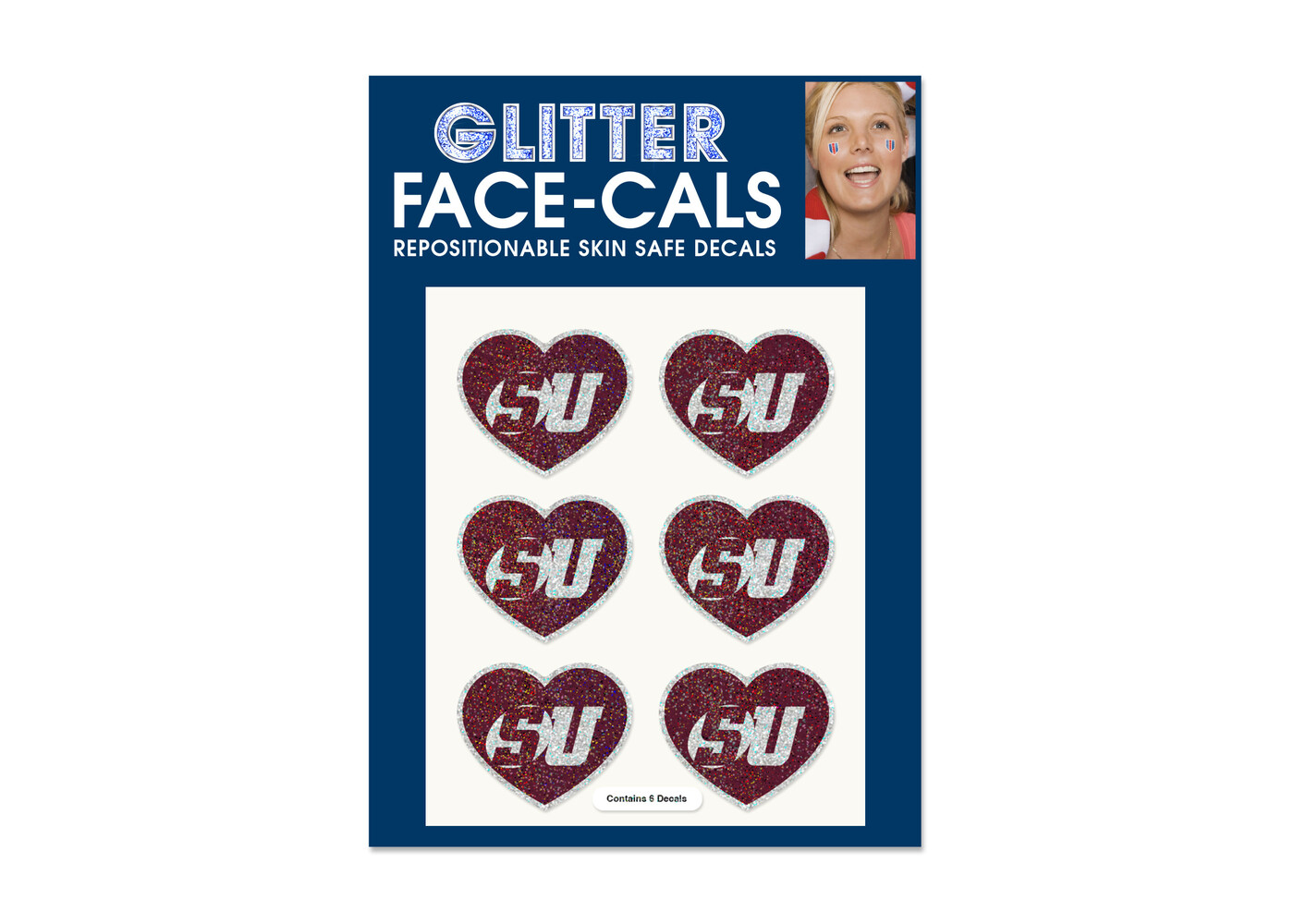 Wincraft Schreiner Glitter Heart Face Decals