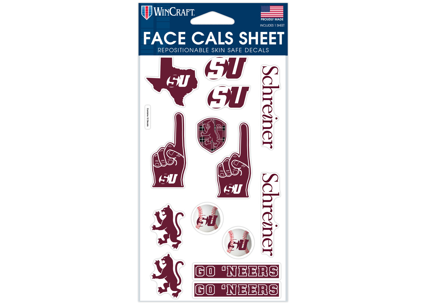 Wincraft Schreiner Baseball  Face Sticker Sheet