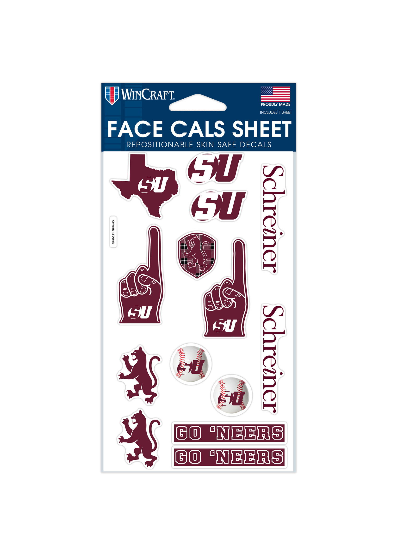 Wincraft Schreiner Baseball  Face Sticker Sheet