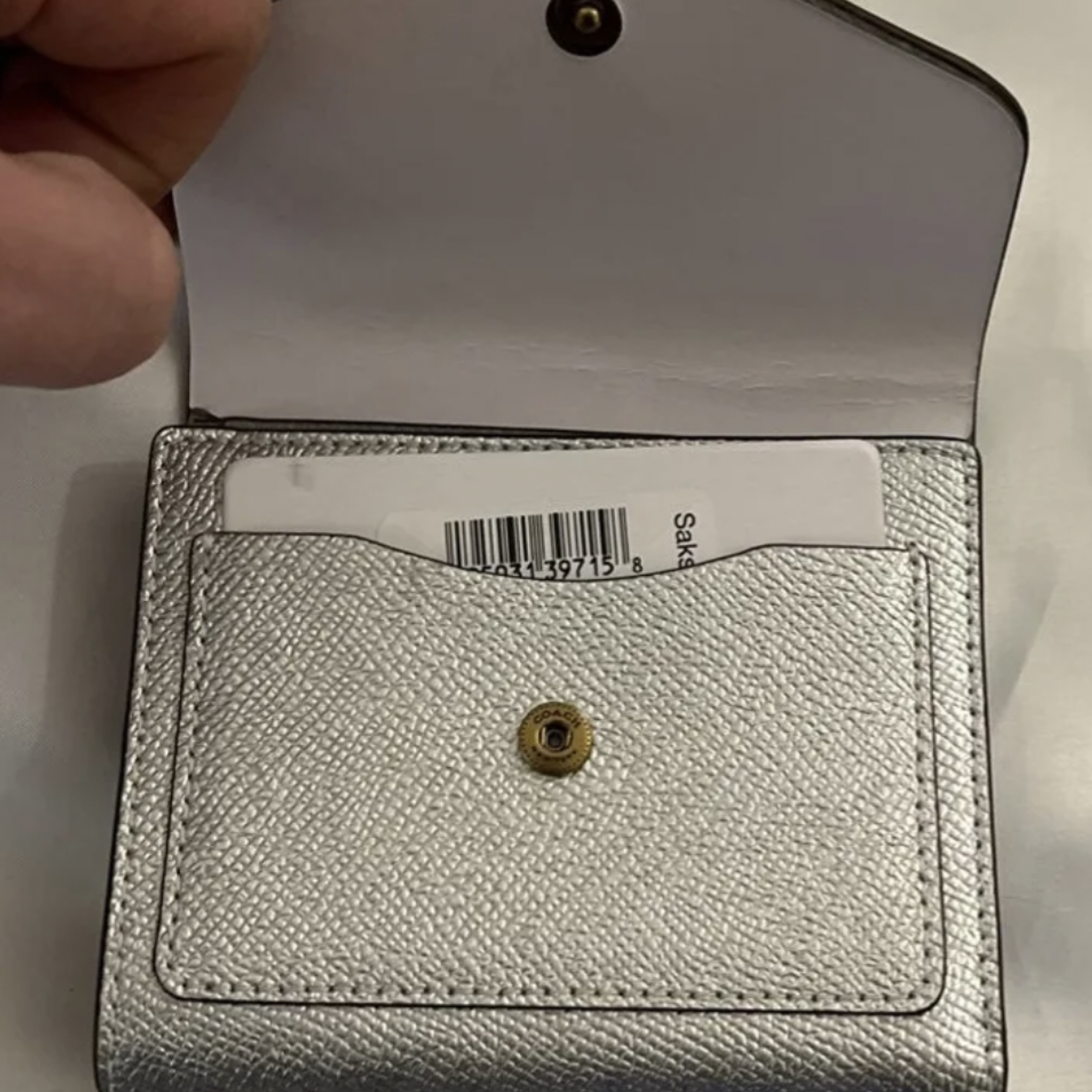 coach silver metallic wallet