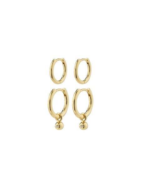 Pilgrim Annette Hoop Earrings 2 In 1 Set Gold Plated - 282242013