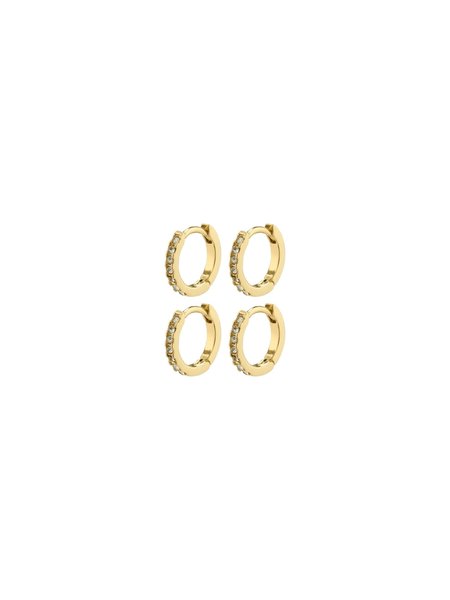Pilgrim Friends Crystal Huggie Hoop Earrings, 2 In 1 Set, Gold Plated - 112242003