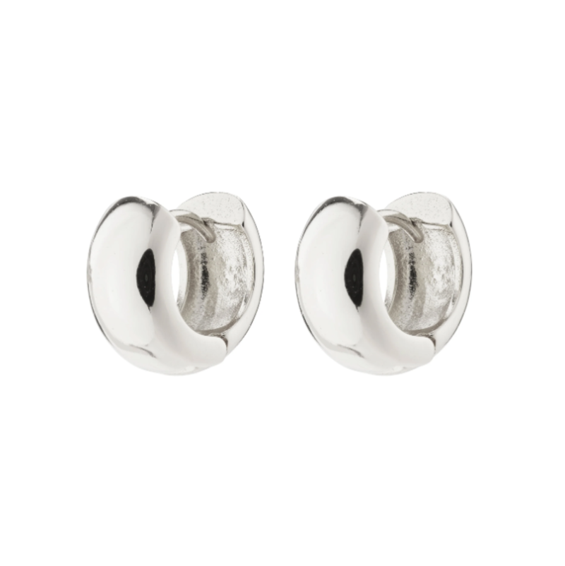 Pilgrim Anais Recycled Chunky Huggie Hoop Earrings Silver Plated - 262316003