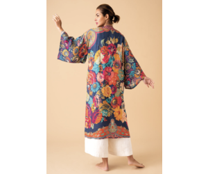Powder Collection - 70s Kaleidoscope Floral Kimono Jacket in Sage