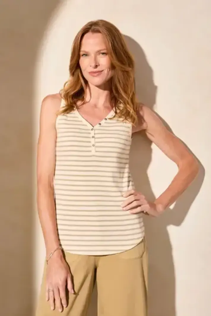 Tribal Henley Tank Top W/Buttons 5361O -ss25-