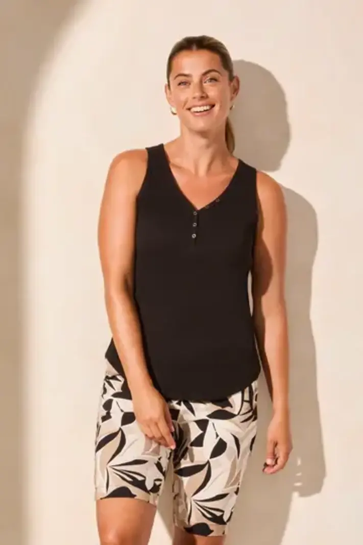 Tribal Henley Tank Top W/Buttons 5361O -ss25-