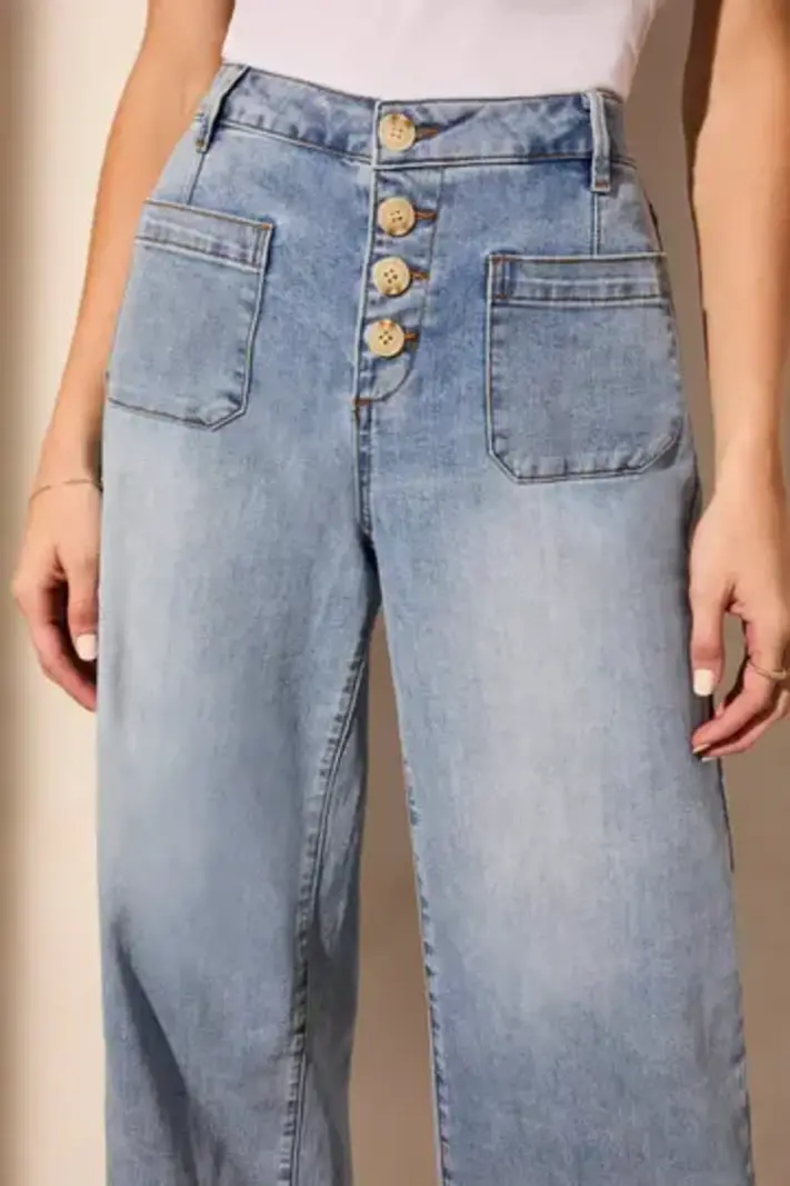 Tribal Audrey Hugging Wide Crop Jeans W/Btn Fly 5715O -ss25-