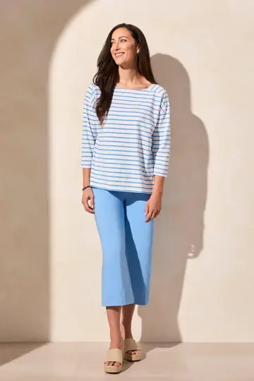 Tribal 3/4 Slv Boat Neck Top 2088O -ss25-