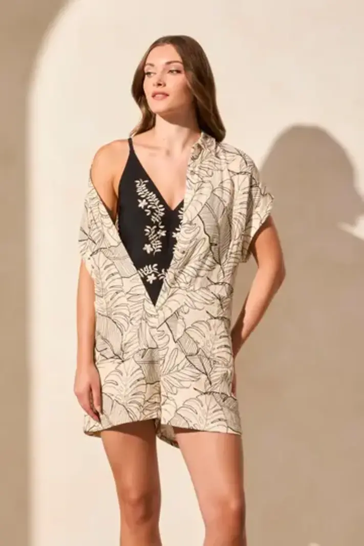 Tribal S/S Btn Front Romper 2015O -ss25-