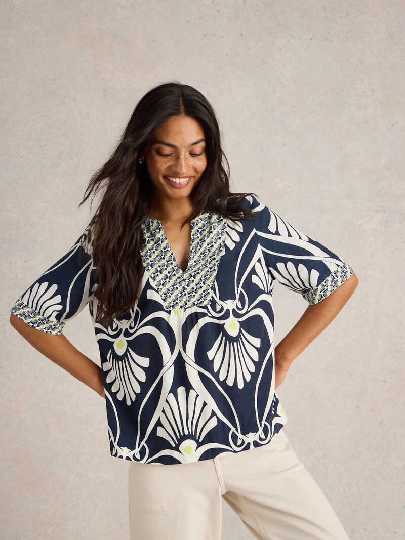 White Stuff Ash Linen Blend Top 442784