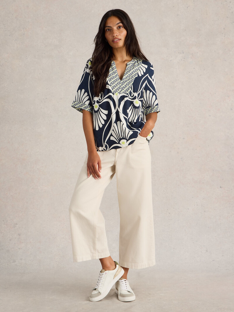 White Stuff Ash Linen Blend Top 442784