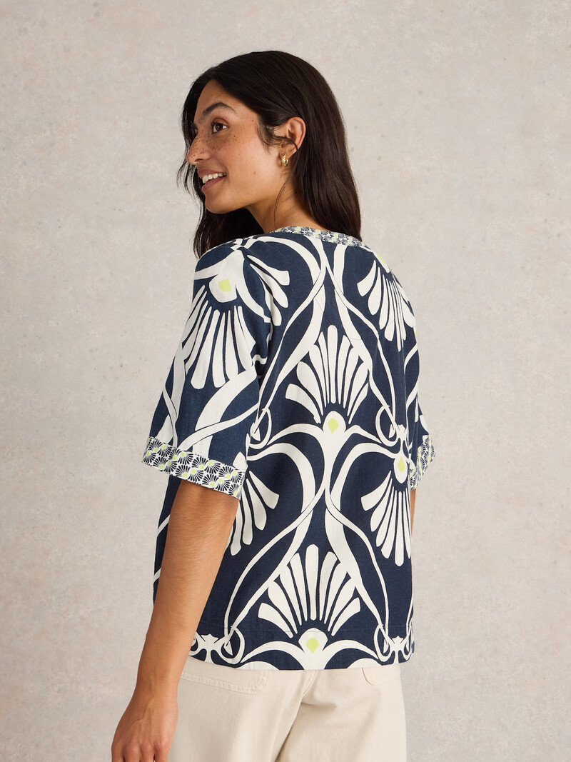 White Stuff Ash Linen Blend Top 442784