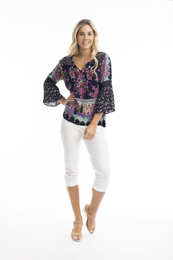 Orientique Boho Top Shirred Yoke - 82203