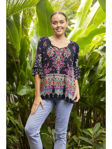 Orientique Boho Top Shirred Yoke - 82203