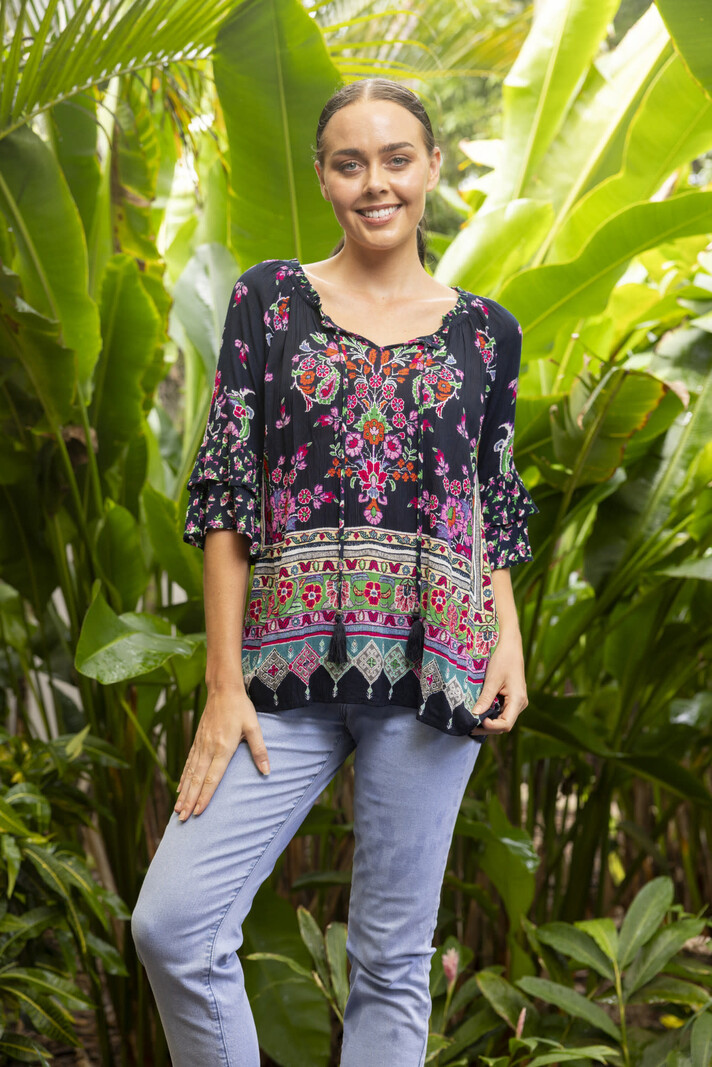 Orientique Boho Top Shirred Yoke - 82203