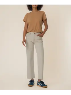 Kut from the Kloth Charlotte High Rise Fab Ab Wide Leg Raw Hem - Ecru