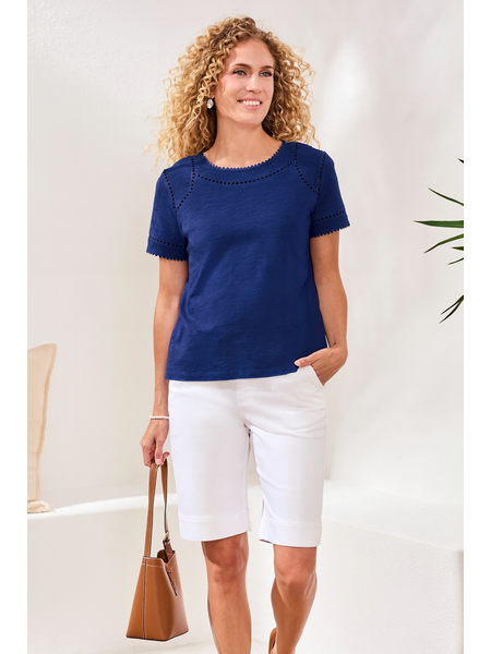 Tribal S/S TOP W/DOTTED LACE DETAIL 2466O-SS26