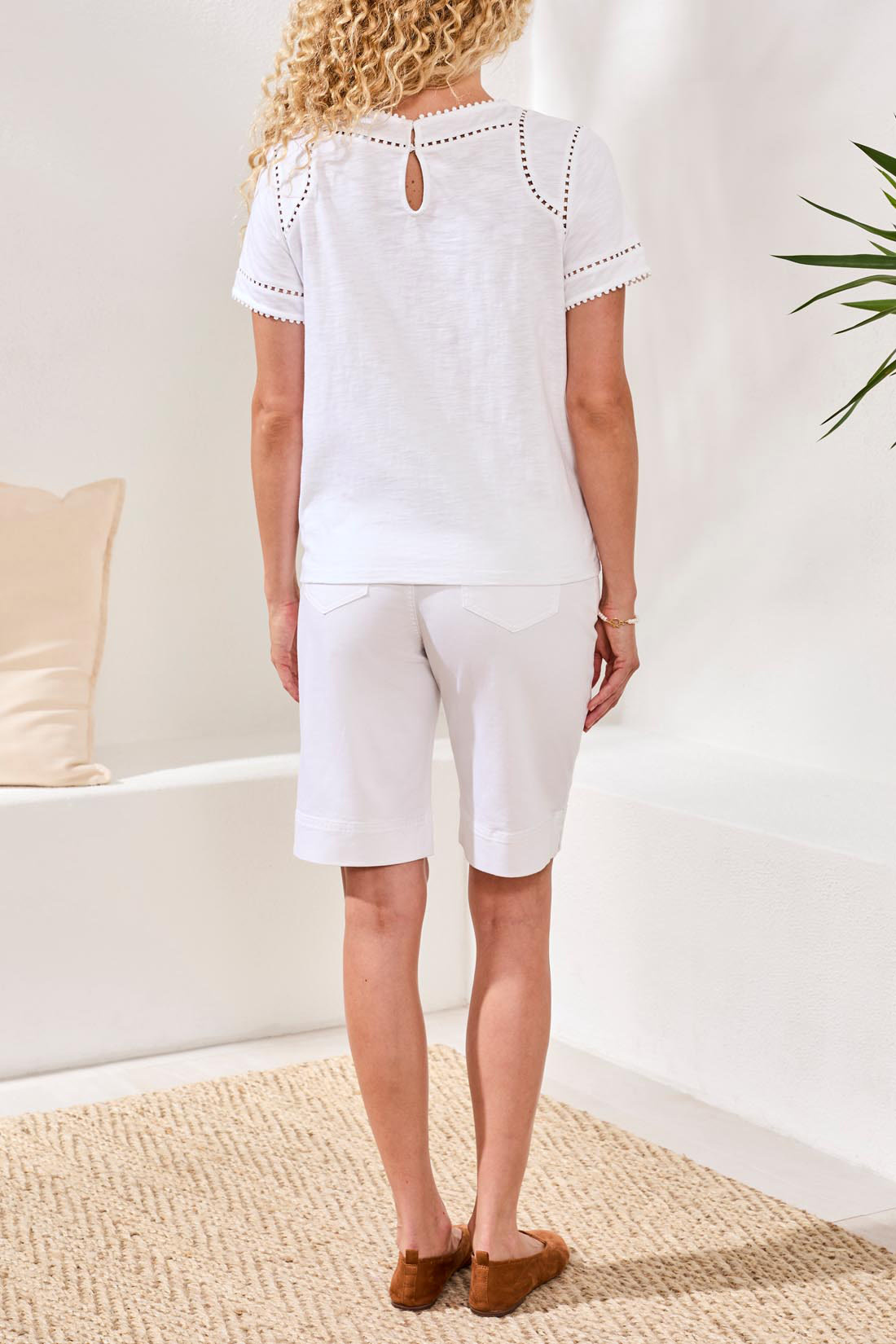 Tribal S/S TOP W/DOTTED LACE DETAIL 2466O-SS26