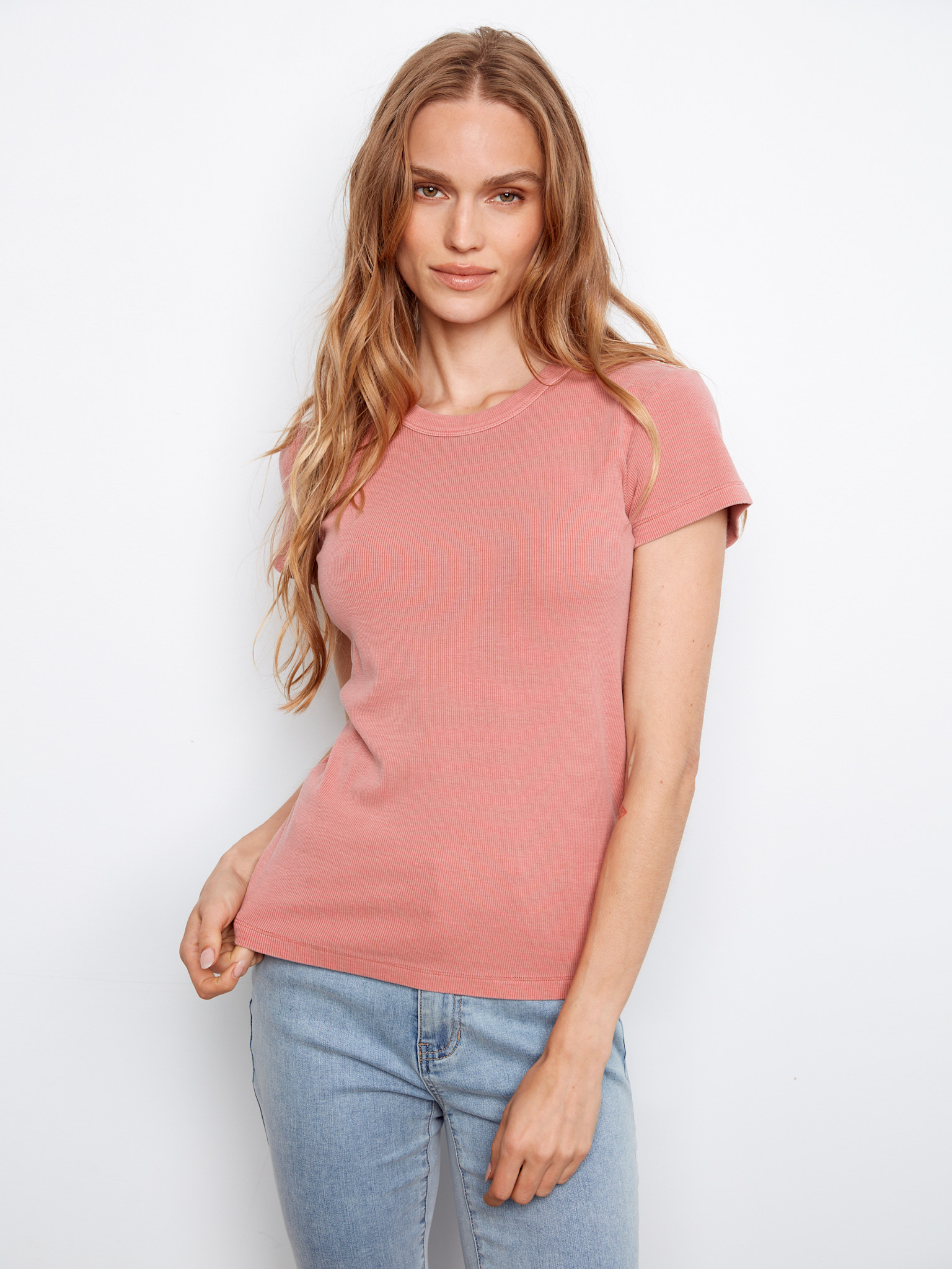 Charlie B Tencel Rib Crew Neck T-Shirt SS26 C1443