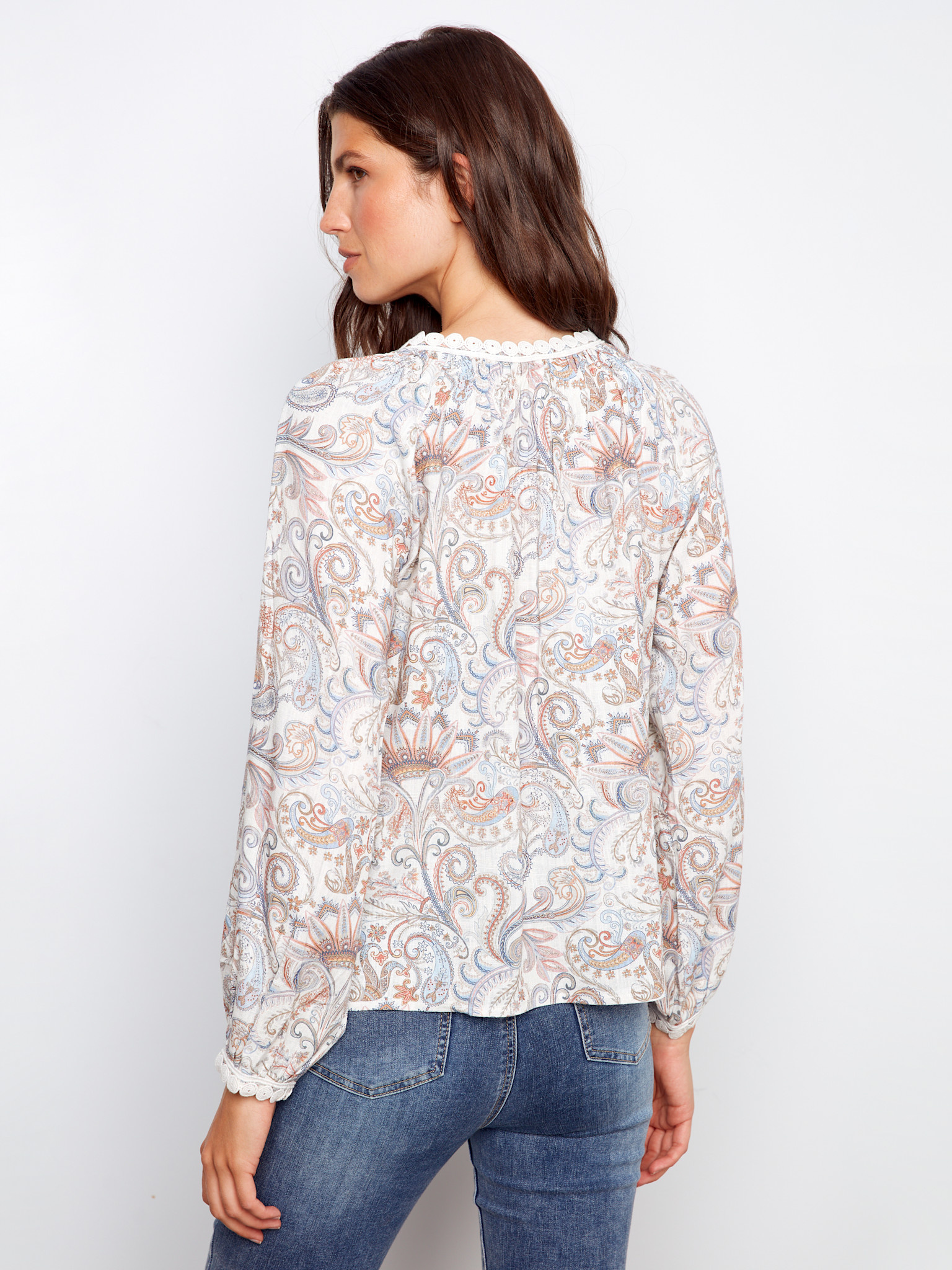 Charlie B Printed Raglan Long Sleeve Blouse SS26 C4602R