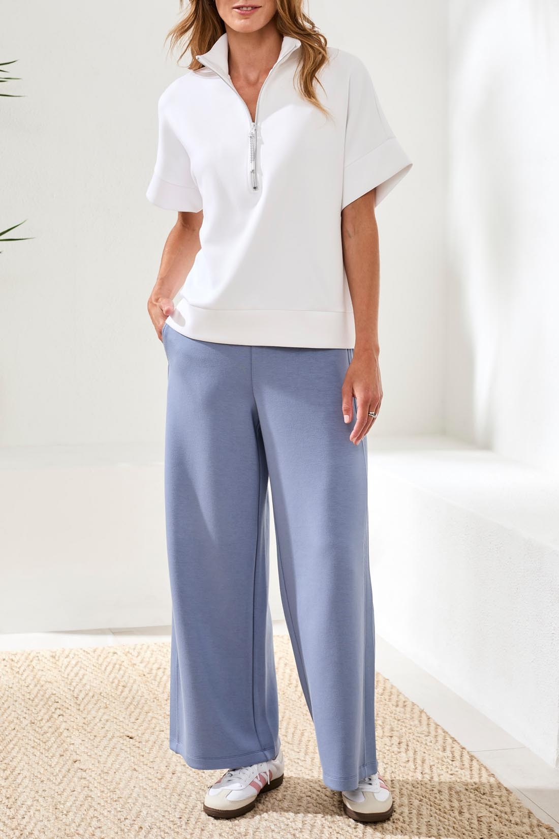 Tribal S/S MOCK NECK TOP W/ZIPPER 3019O-SS26