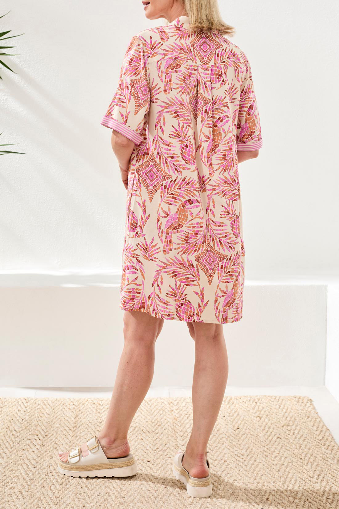 Tribal 1/2 SLV BTN FRT DRESS 3023O-SS26