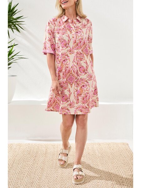 Tribal 1/2 SLV BTN FRT DRESS 3023O-SS26