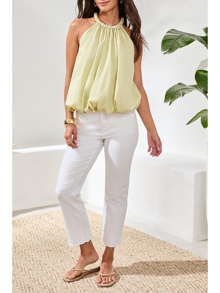 Tribal LINED BUBBLE HEM BLOUSE W/ NECK DTL 6140O-SS26