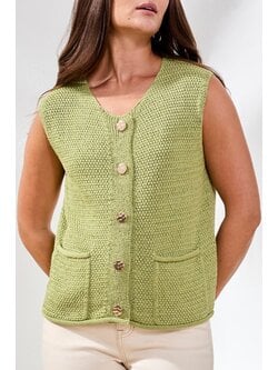 Tribal SWTR VEST W/POCKETS AND FANCY BUTTONS 6208O-SS26