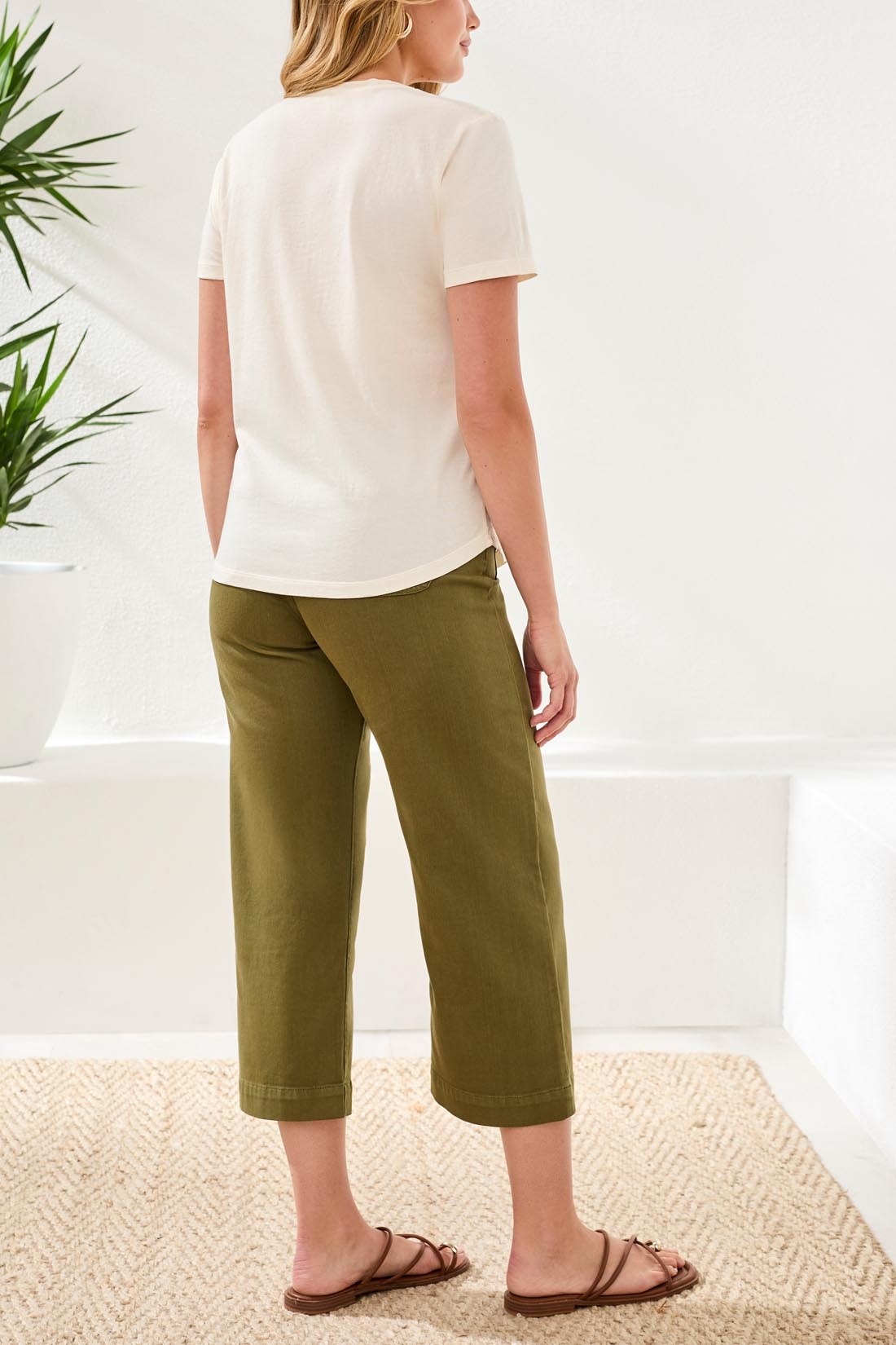 Tribal S/S EMB. V- NECK TOP W/SPECIAL WASH EFFECT  6157O-SS26