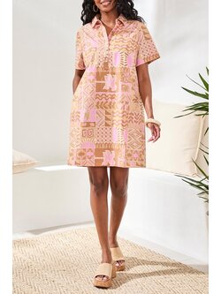 Tribal S/S 1/2 BTN PLACKET DRESS 2437O-SS26