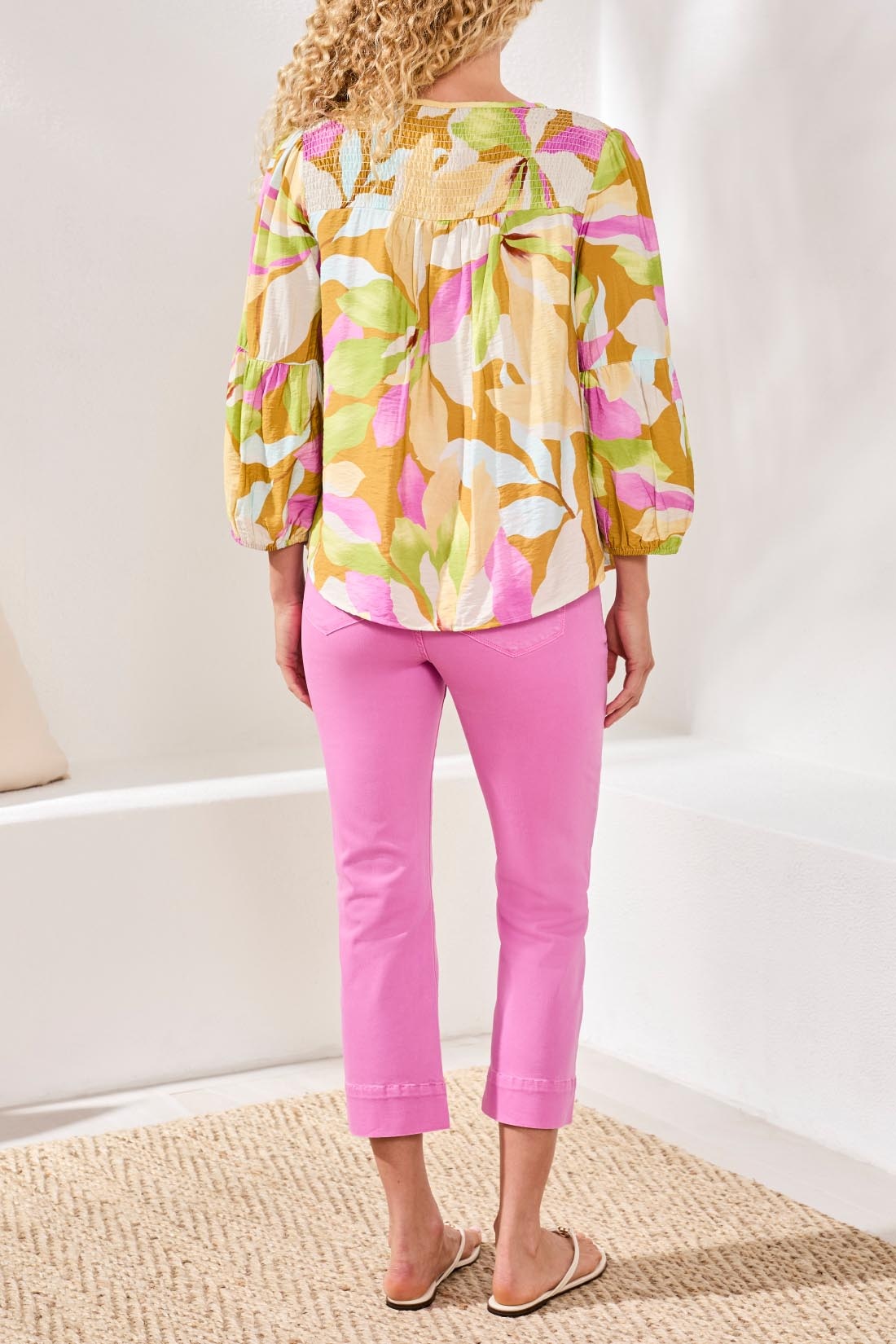 Tribal 3/4 SLV BLOUSE W/ SMOCKED YOKE 2042O-SS26