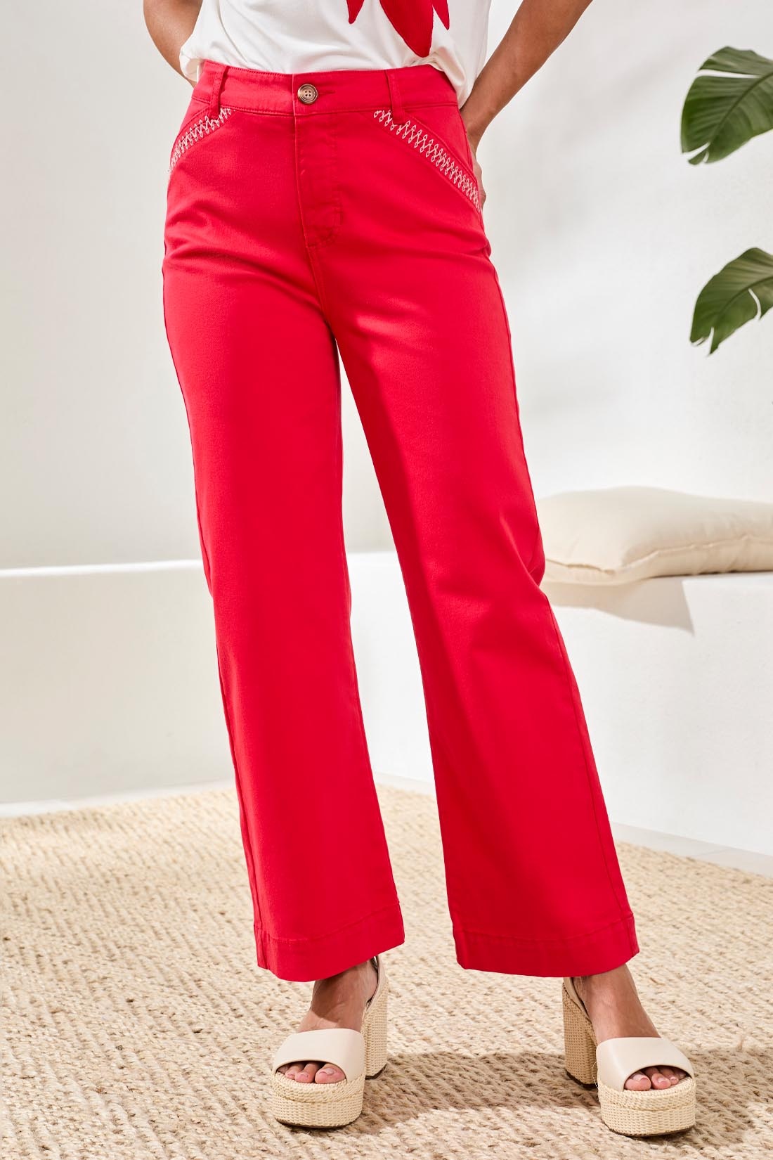 Tribal FLY FRONT ANKLE PANT W/ EMBROIDERY DTL 3040O-SS26