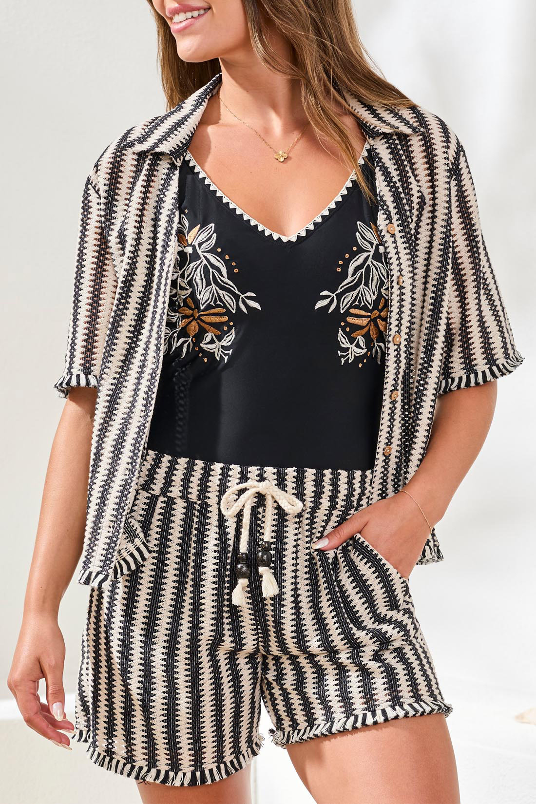 Tribal S/S BUTTON FRT BLOUSE 3004O-SS26