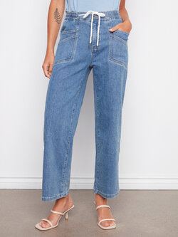 Charlie B Drawstring Wide Leg Denim Pants SS26 C5738 8