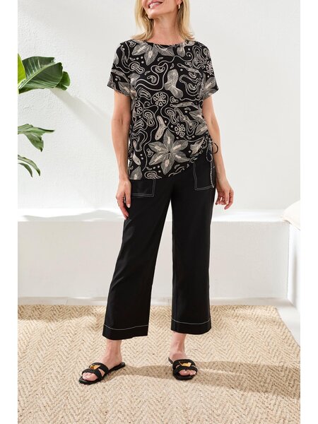 Tribal S/S CREW NECK TOP W/SIDE RUCHING SIDE  2498O-SS26