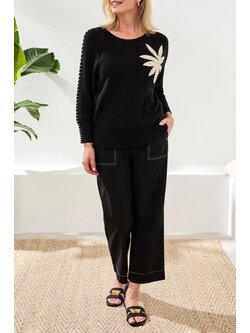 Tribal 3/4 SLV SWEATER W/EMBROIDERY 2493O-SS26