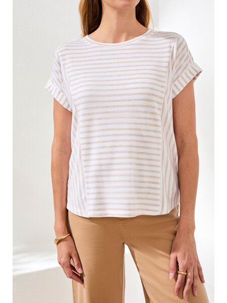 Tribal CUFFED SLEEVE TOP W/INSERTS 2477O-SS26