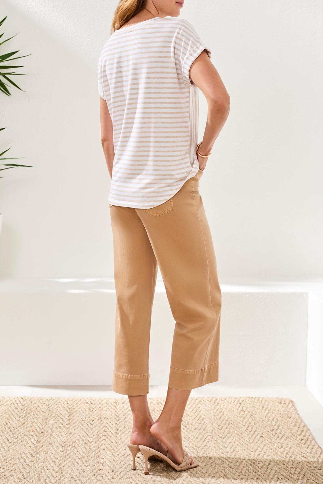 Tribal CUFFED SLEEVE TOP W/INSERTS 2477O-SS26