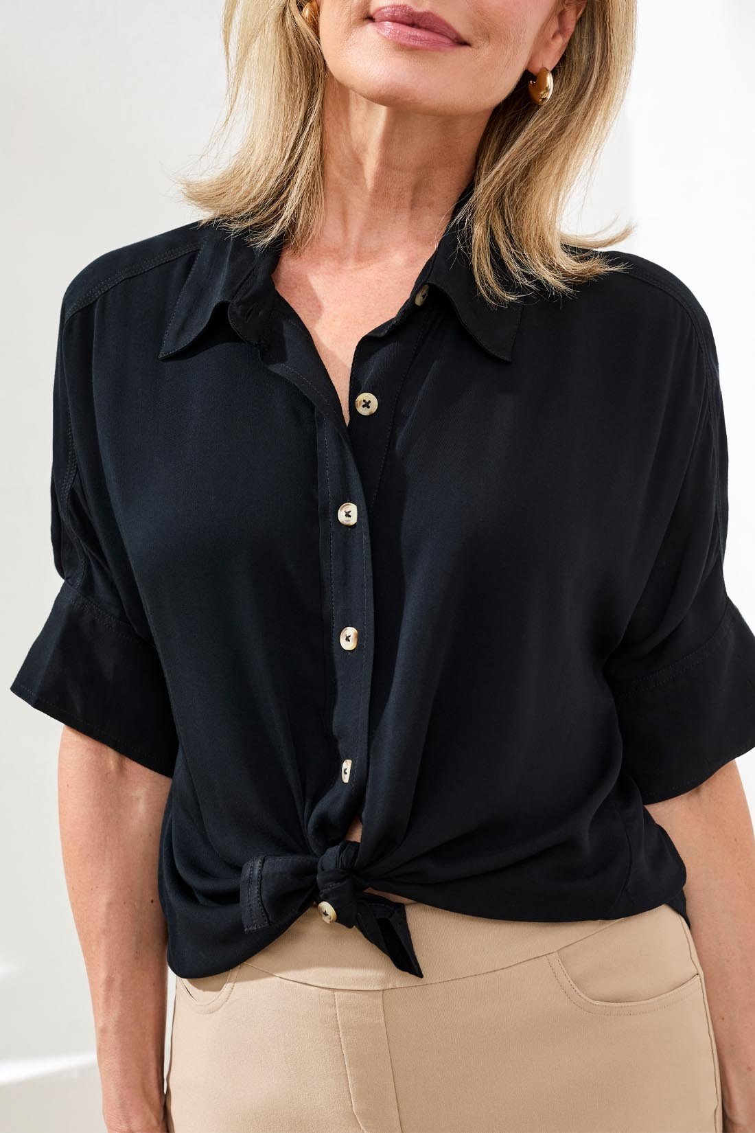 Tribal ELBOW SLV BTN FRT BLOUSE 3112O-SS26