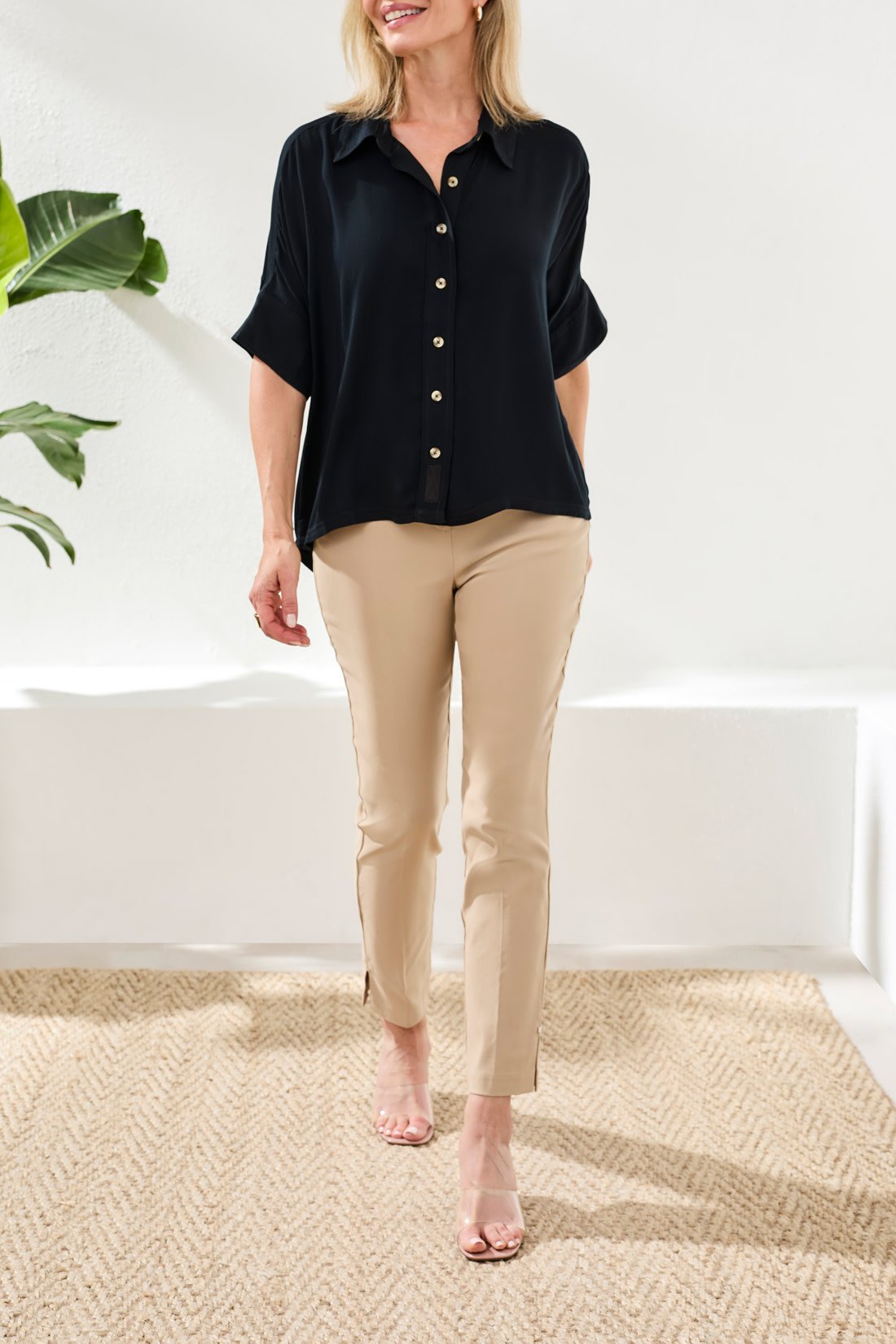 Tribal ELBOW SLV BTN FRT BLOUSE 3112O-SS26