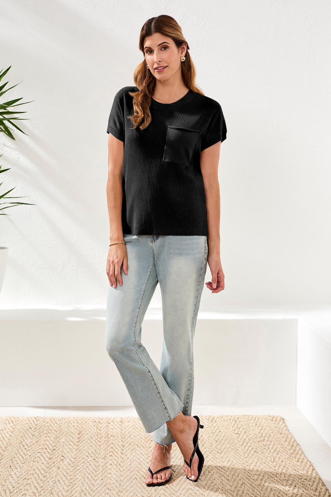 Tribal S/S DOLMAN SWEATER W/POCKET 3007O-SS26