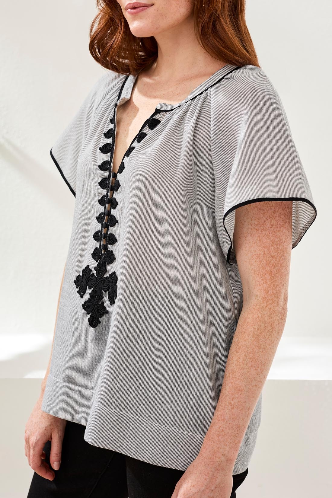 Tribal S/S BLOUSE W/ TAPE DTL 3116O-SS26