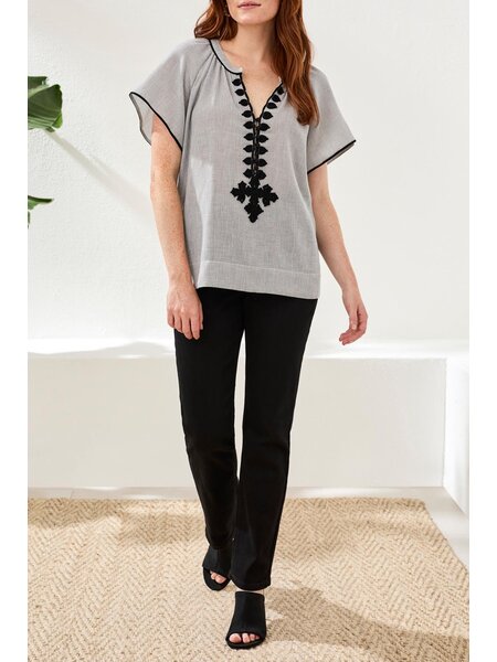 Tribal S/S BLOUSE W/ TAPE DTL 3116O-SS26