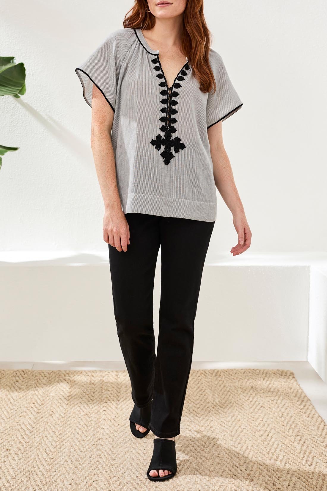 Tribal S/S BLOUSE W/ TAPE DTL 3116O-SS26