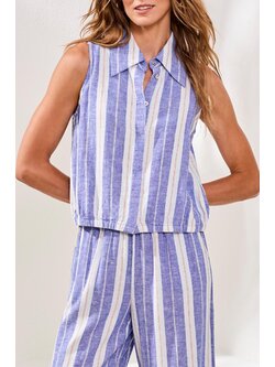 Tribal HIDDEN PLACKET SHIRT W/ ELASTIC WAIST 6091O-SS26