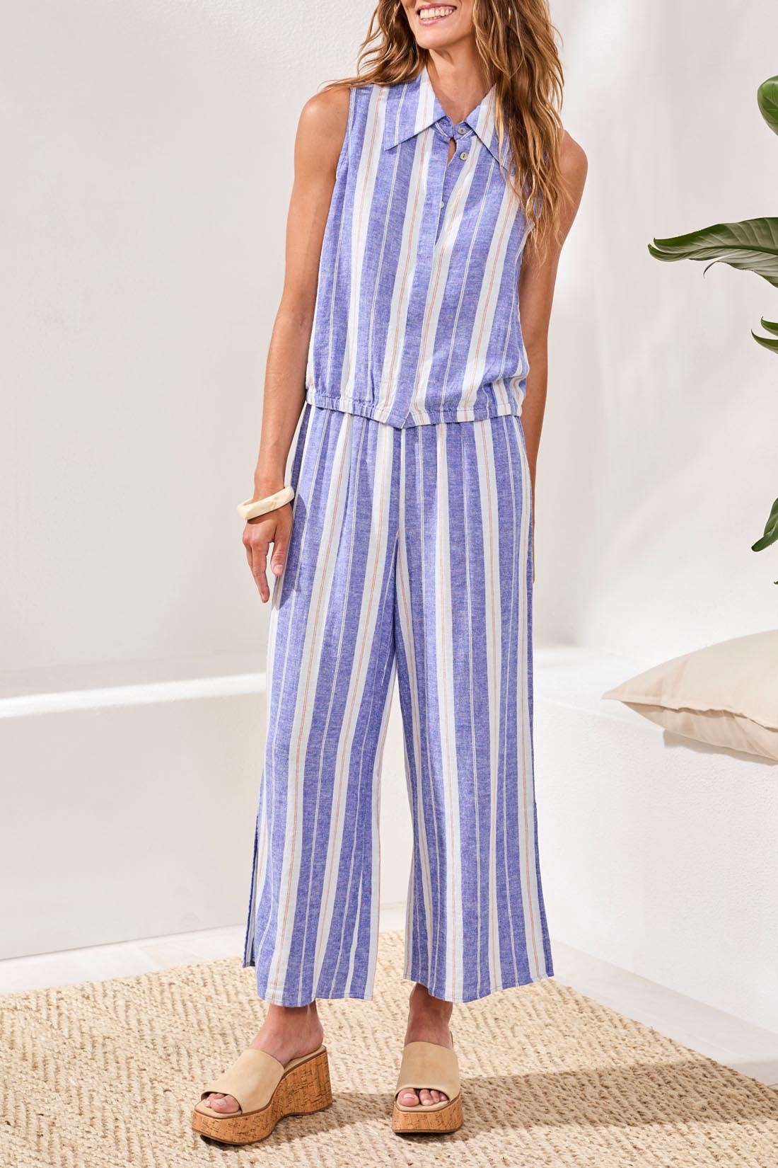 Tribal HIDDEN PLACKET SHIRT W/ ELASTIC WAIST 6091O-SS26