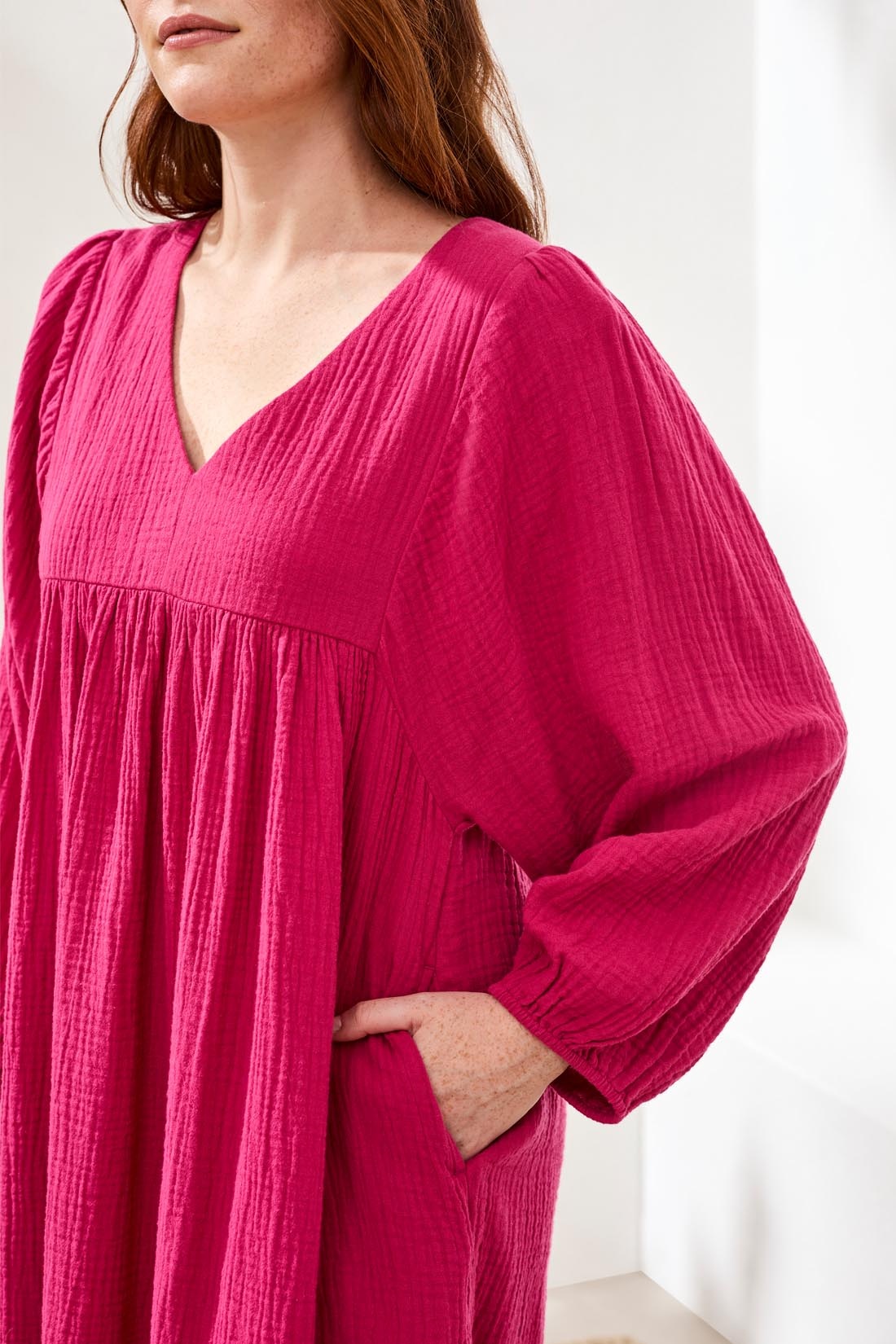 Tribal PUFF SLV DRESS W/ PKTS 6055O-SS26